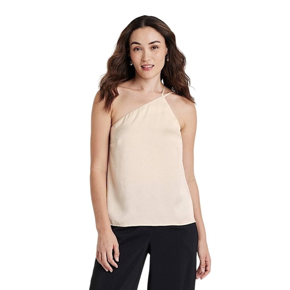 NWT A New Day Tank Top Women's Size Medium Cream One Shoulder Cami